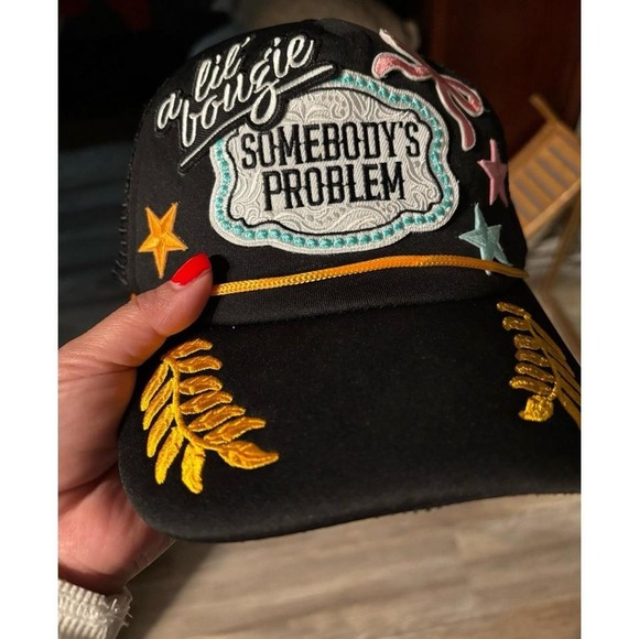 Custom patchwork Somebody's Problem Trucker Hat - Picture 3 of 3